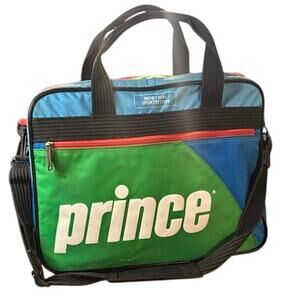 Vintage Prince Benetton Tennis Bag Super system 80s VTG green blue and orange